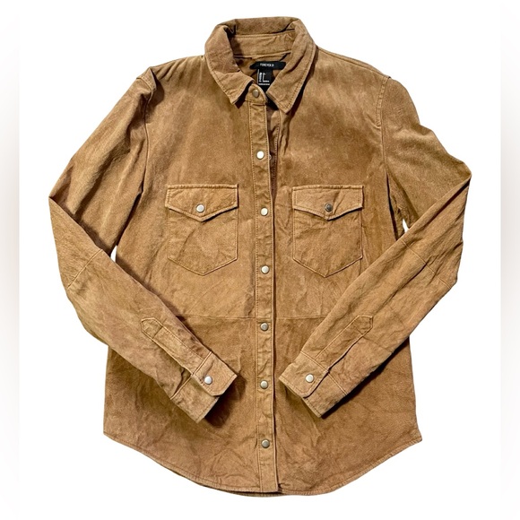 Forever 21 Jackets & Blazers - Forever 21 Tan Pigskin Leather Snap Button Jacket Size S